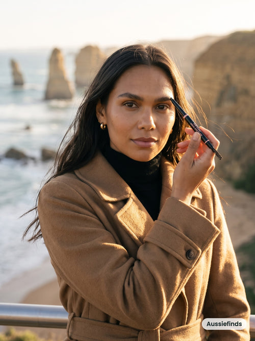 Model with the 2-in-1 Brow Pencil at the Twelve Apostles