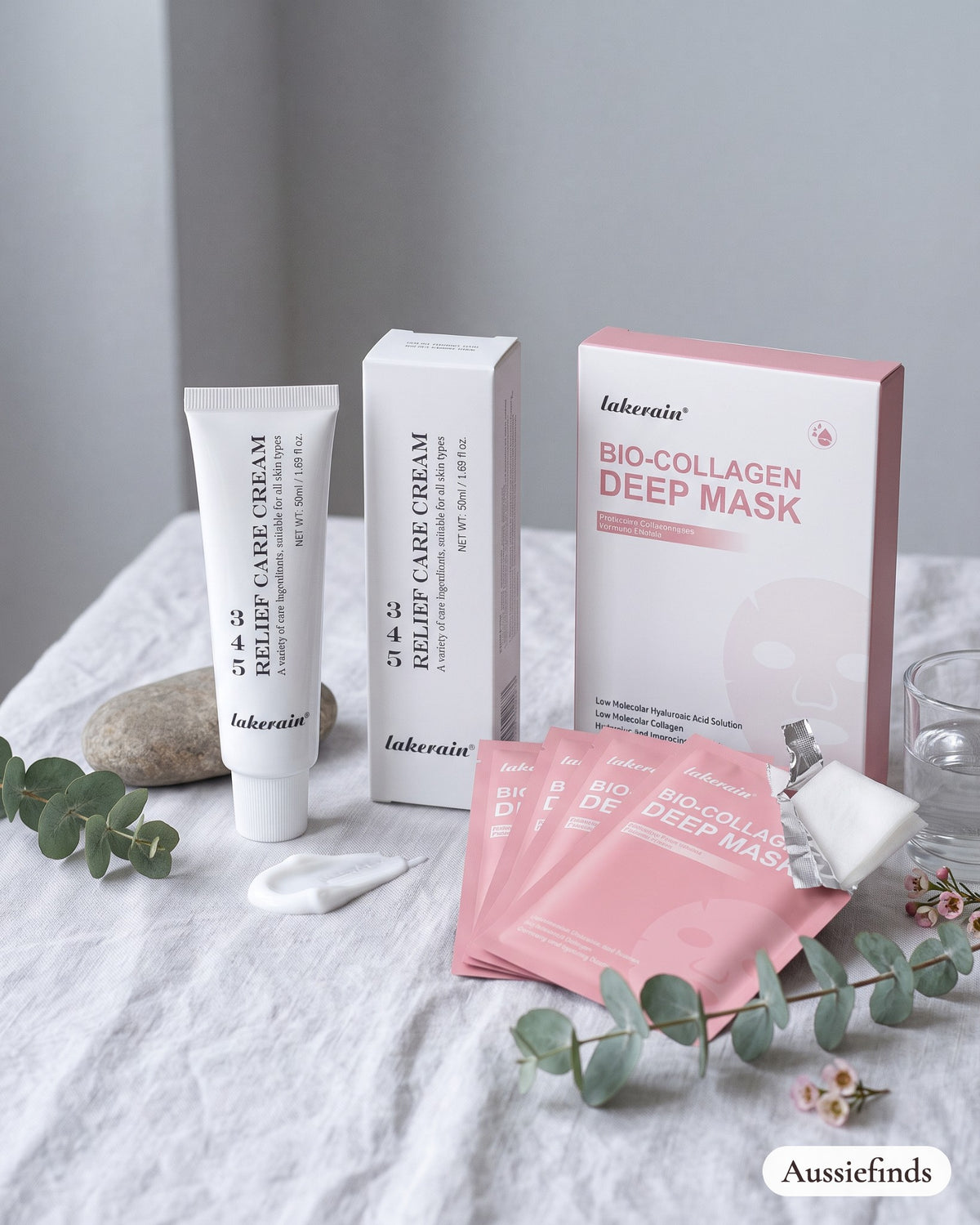 Calm Skin Rescue: 3 4 5 Relief Care Cream and Bio-Collagen Deep Masks