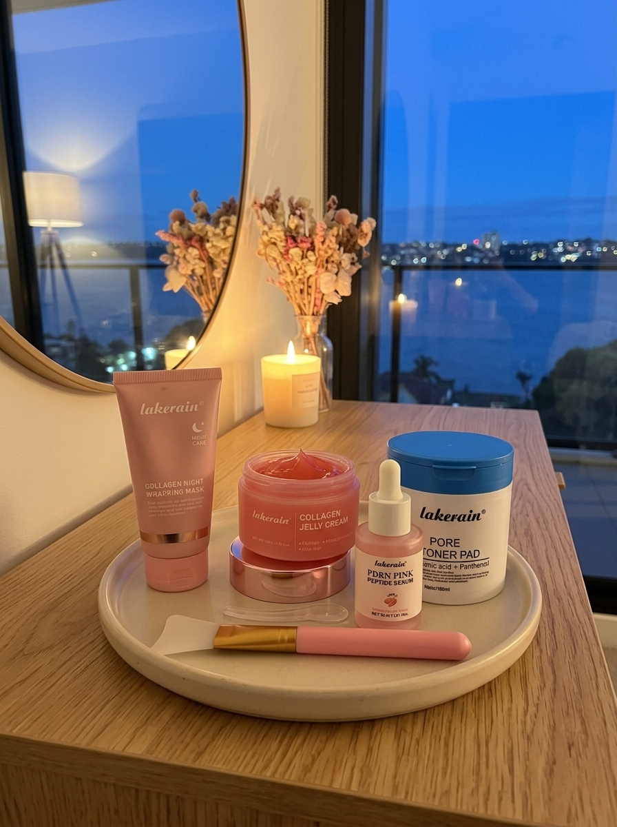 Glow Ritual Deluxe Set – toner pads, serum, jelly cream, overnight mask and brush