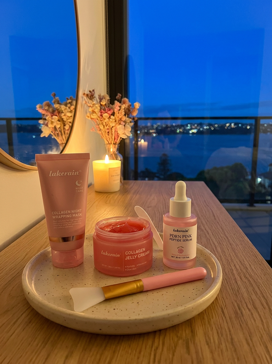 Glow Starter Set – peptide serum, jelly cream, overnight mask and brush